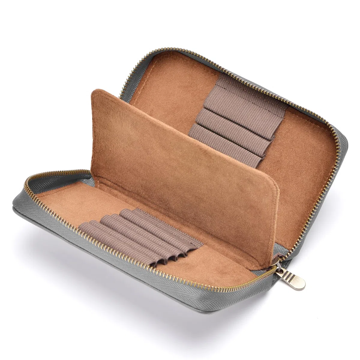 Asvine Füllfederhalter Leder Kugelschreiber Etui 10 geteilte Schlitze Stifthalter Handgefertigter Display Organizer Reißverschlusstasche