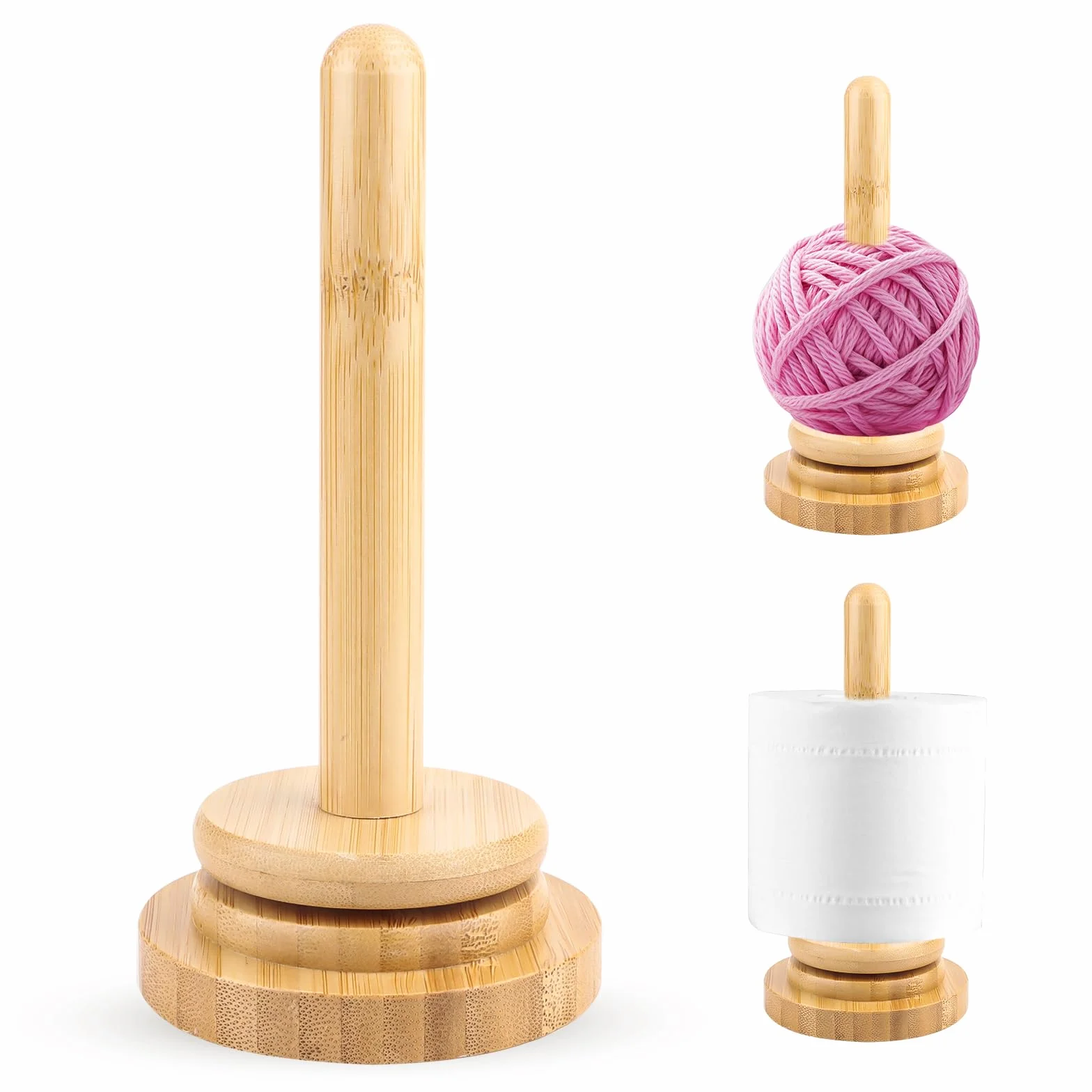 Tragbarer Garnhalter aus Holz, Wollabwickler, Wollhaspel Rotierender Wollknäuelhalter, Wollknäuelhalter Holz, Handgefertigter Garnkugelhalter zum Stricken, Drehbarer Vertikaler Garnaufbewahrung