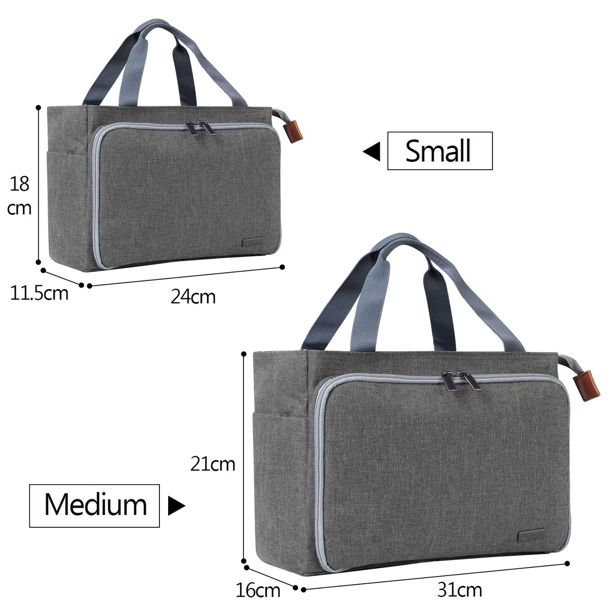Luxja Handarbeitstasche Häkeln, Garn Aufbewahrung, Tasche Stricken für Unvollendete Projekte, Häkelnadeln und Anderes Zubehör (Kein Zubehör Enthalten), Grau