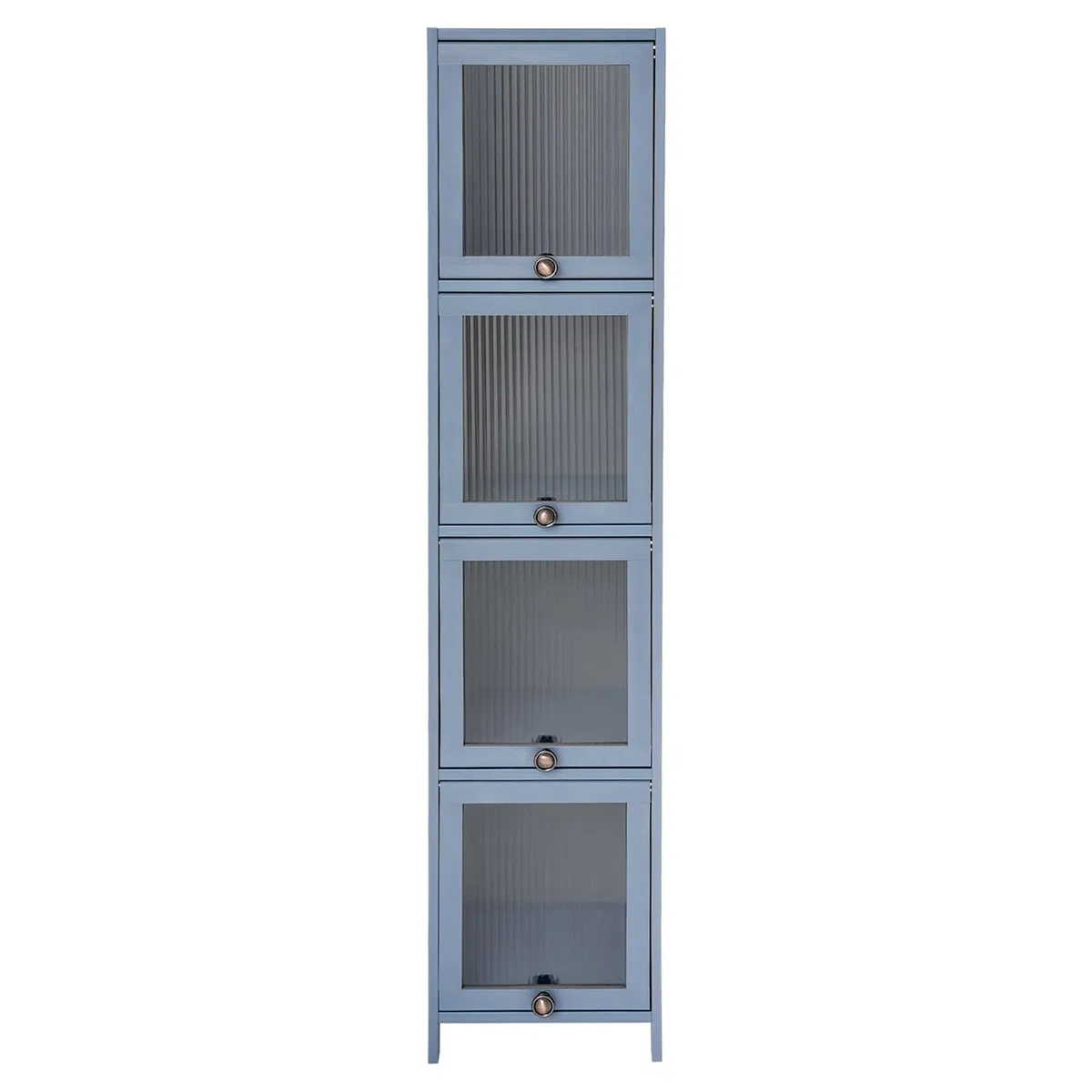 4-StöCkiger Bambus-Aufbewahrungsschrank Mit KlapptüRen – 30 * 33 * 140cm Kompakter Eckschrank, Geeignet FüR Badezimmer, KüChe Und Wohnzimmer (Grau)