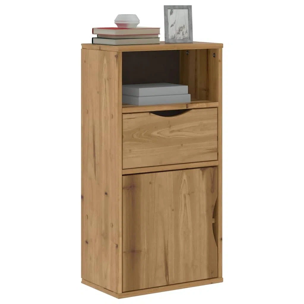 vidaXL Beistellschrank mit Schublade ODDA 40x24x79cm Massivholz Kiefer, Schrank, Aufbewahrungsschrank, Flurschrank, Sideboard, Küchenschrank