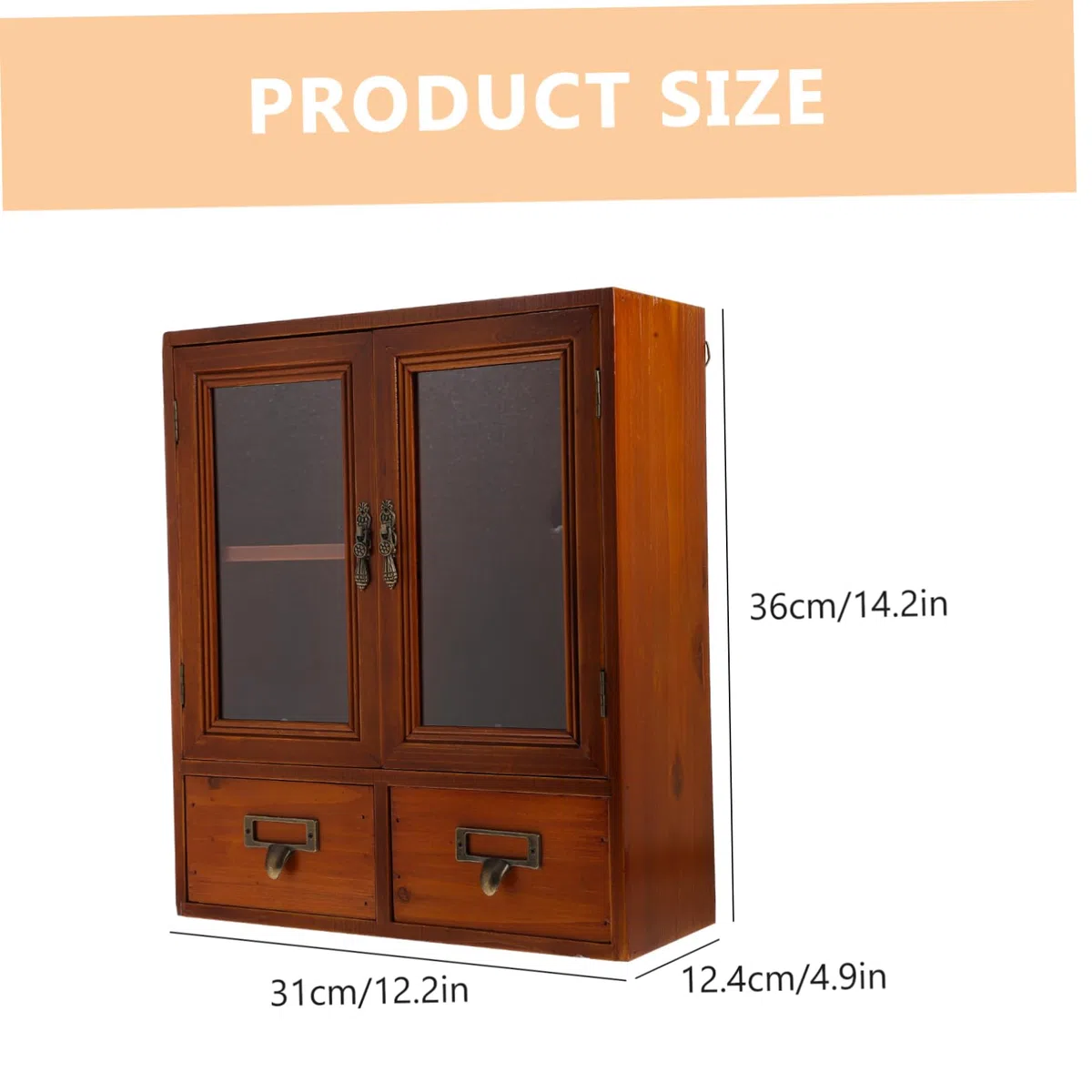 KICHOUSE Wandschrank Holz mit Zwei Türen Niedriger Aufbewahrungsschrank für Wohnzimmer Rustikaler Vintage Stil Multifunktionales Design für Zuhause