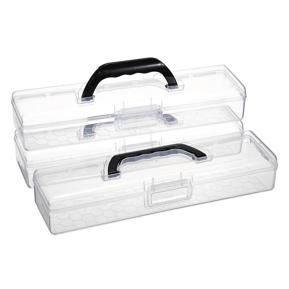 SUMTree 3 Stück Pinselbox aus Kunststoff, tragbar, Aufbewahrungsbox mit Deckel für Pinsel, Bleistifte, Zeichenwerkzeuge (schwarzer Griff)