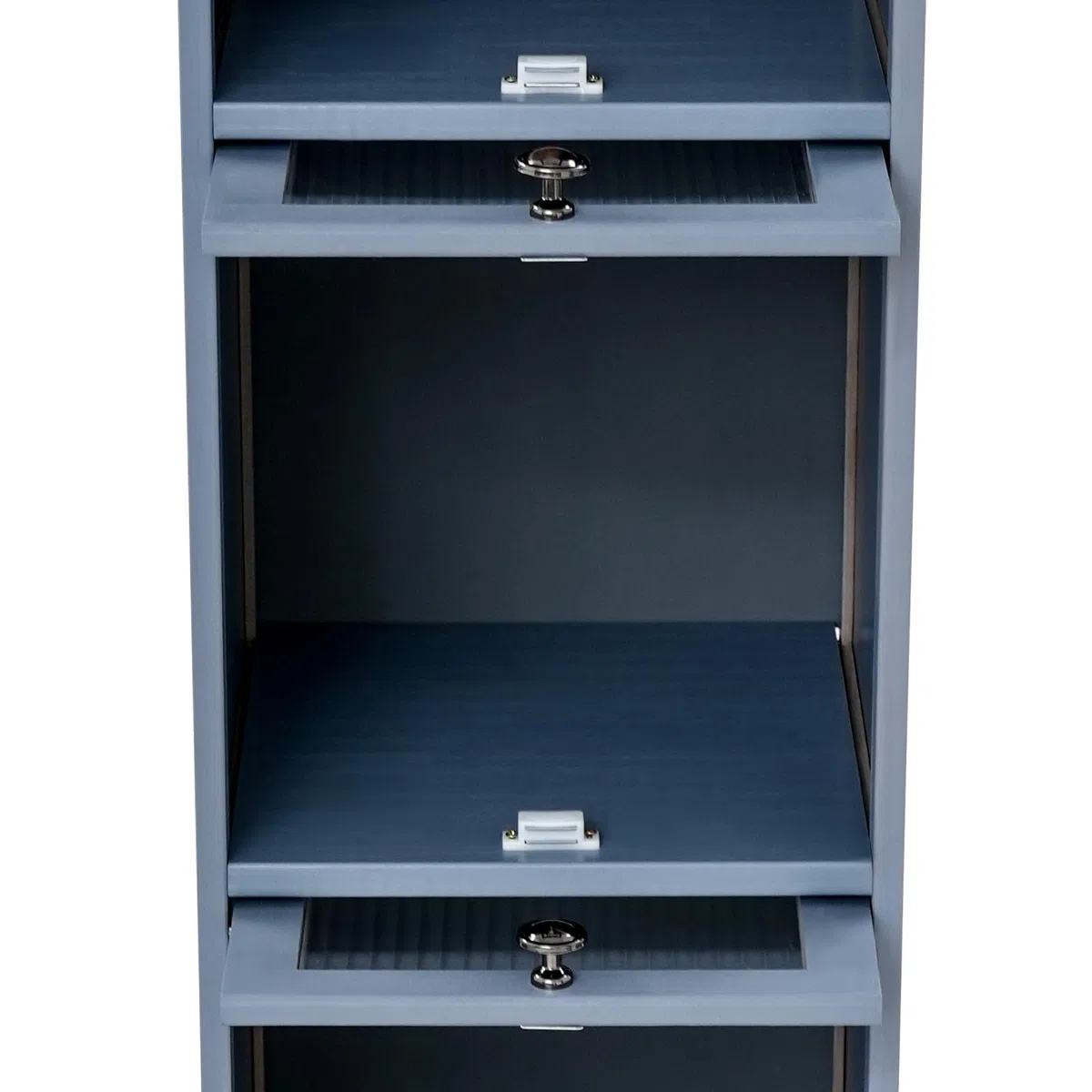 4-StöCkiger Bambus-Aufbewahrungsschrank Mit KlapptüRen – 30 * 33 * 140cm Kompakter Eckschrank, Geeignet FüR Badezimmer, KüChe Und Wohnzimmer (Grau)