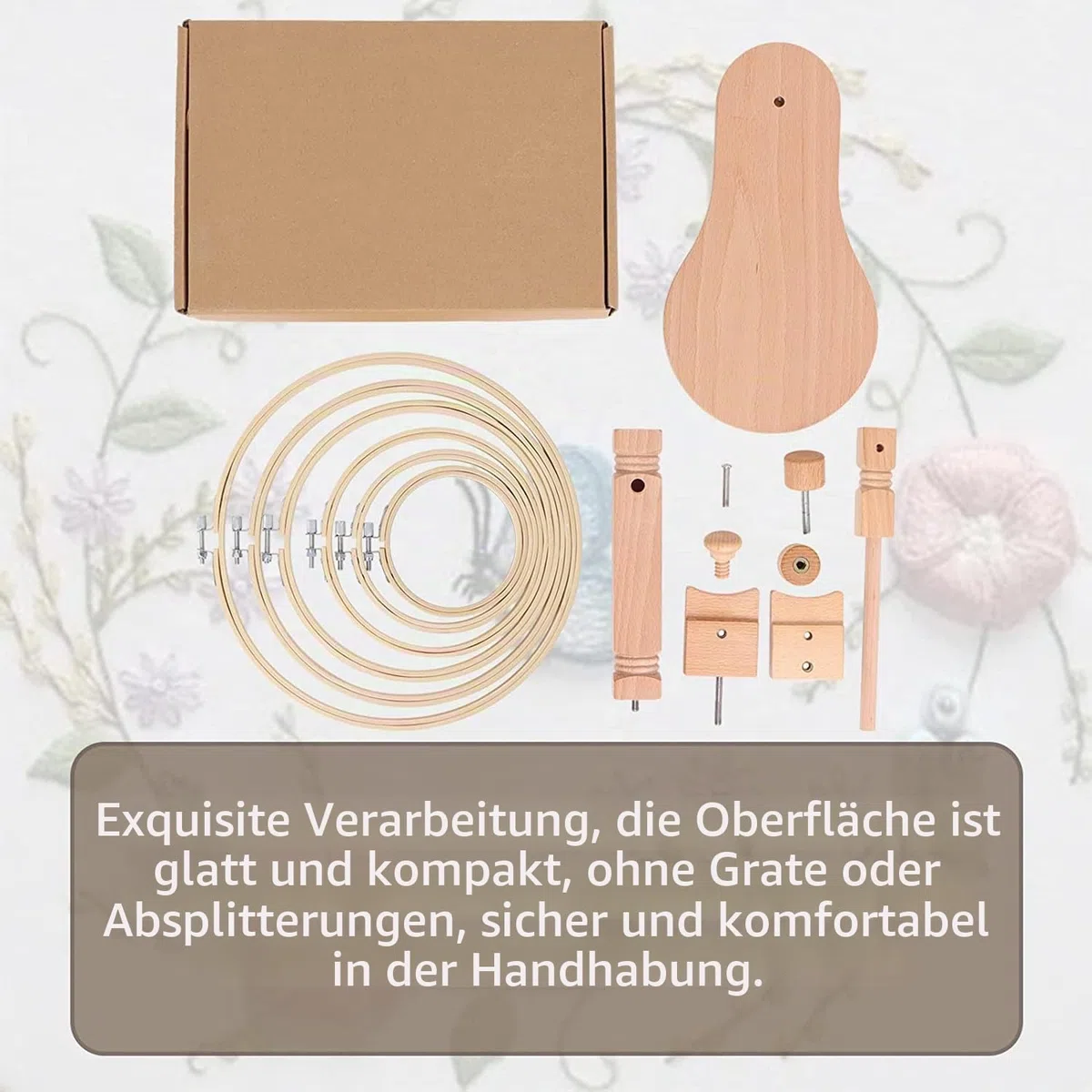 Stickrahmen Halterung aus Holz mit Runder Stickrahmen, Stickständer aus Holz für Tisch und Couch mit Kreuzstich Ring für Handarbeiten Kunsthandwerk Nähprojekte von Poweka
