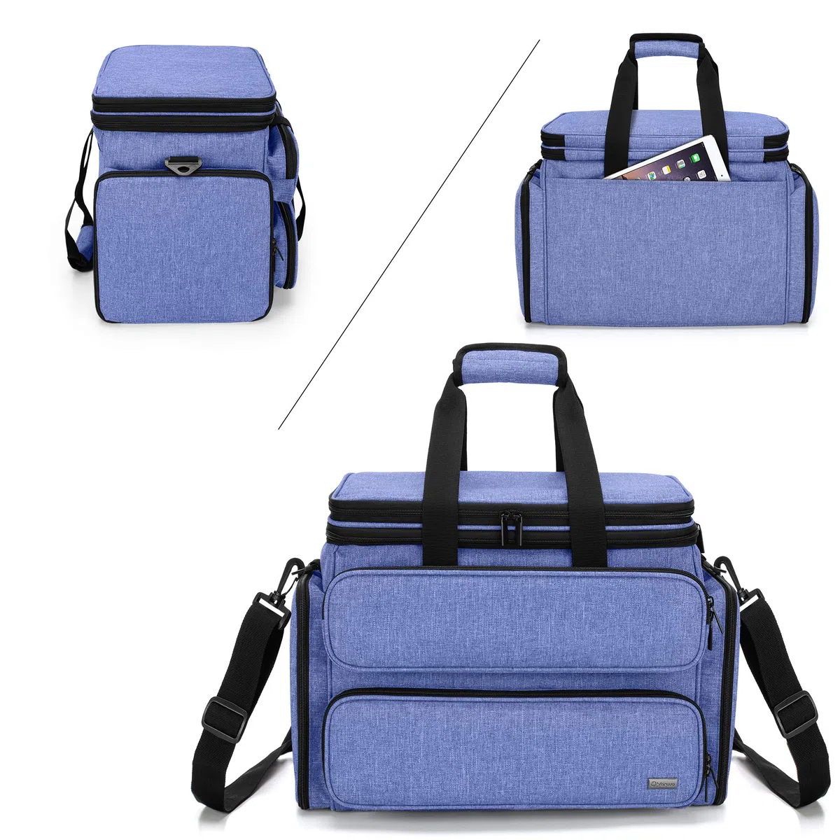 Yarwo Stricktasche zur Aufbewahrung von Wolle, Häkel Aufbewahrungstasche für Garn, Handarbeitstasche für Stricken Wolle und Häkel Zubehör, Blau