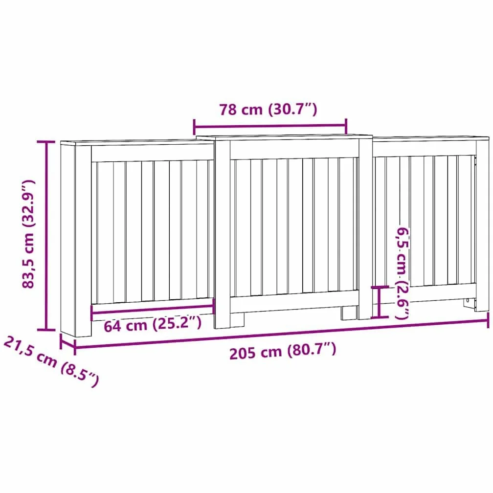 Heizkörperverkleidung, weiß, 205 x 21,5 x 83,5 cm, Holz, dekorativ, Heizung, Aufbewahrungsmöbel, geeignet für Wohnzimmer, Schlafzimmer, Flur B