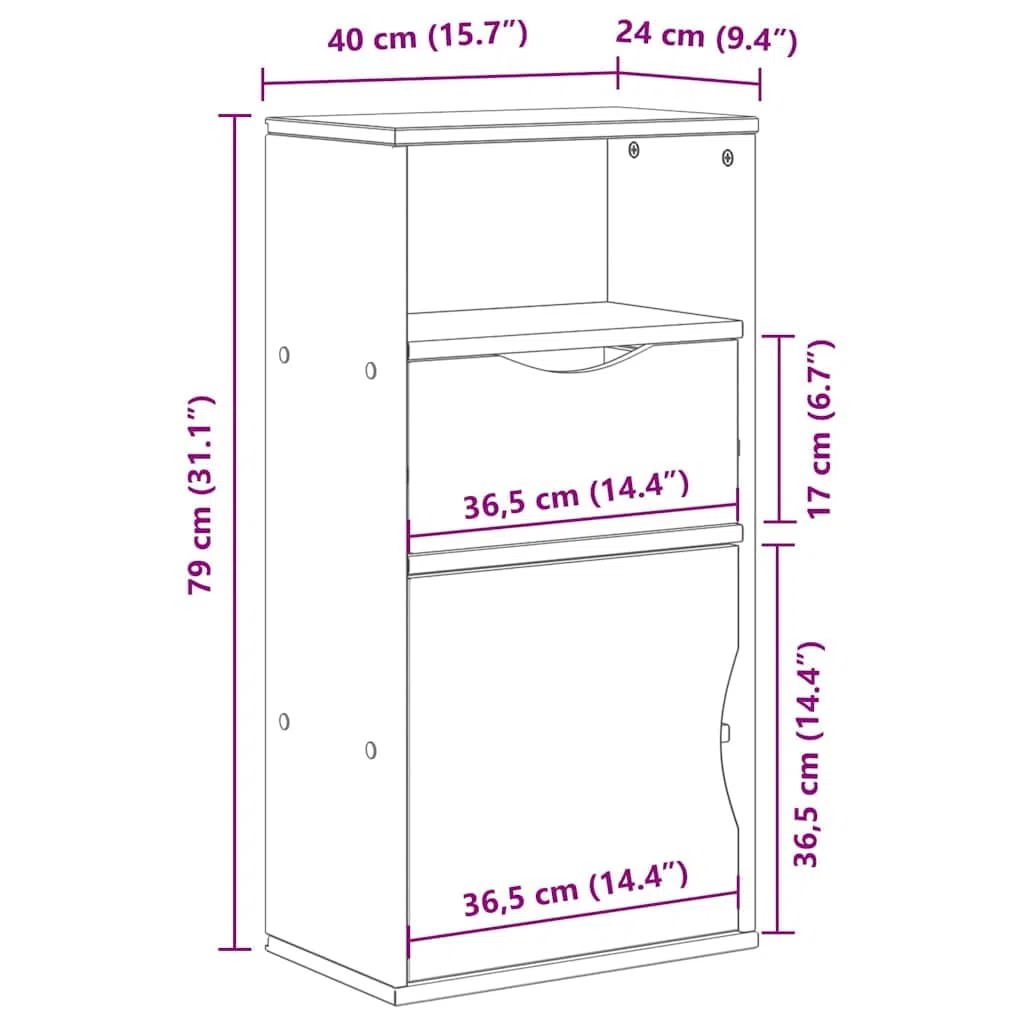 vidaXL Beistellschrank mit Schublade ODDA 40x24x79cm Massivholz Kiefer, Schrank, Aufbewahrungsschrank, Flurschrank, Sideboard, Küchenschrank