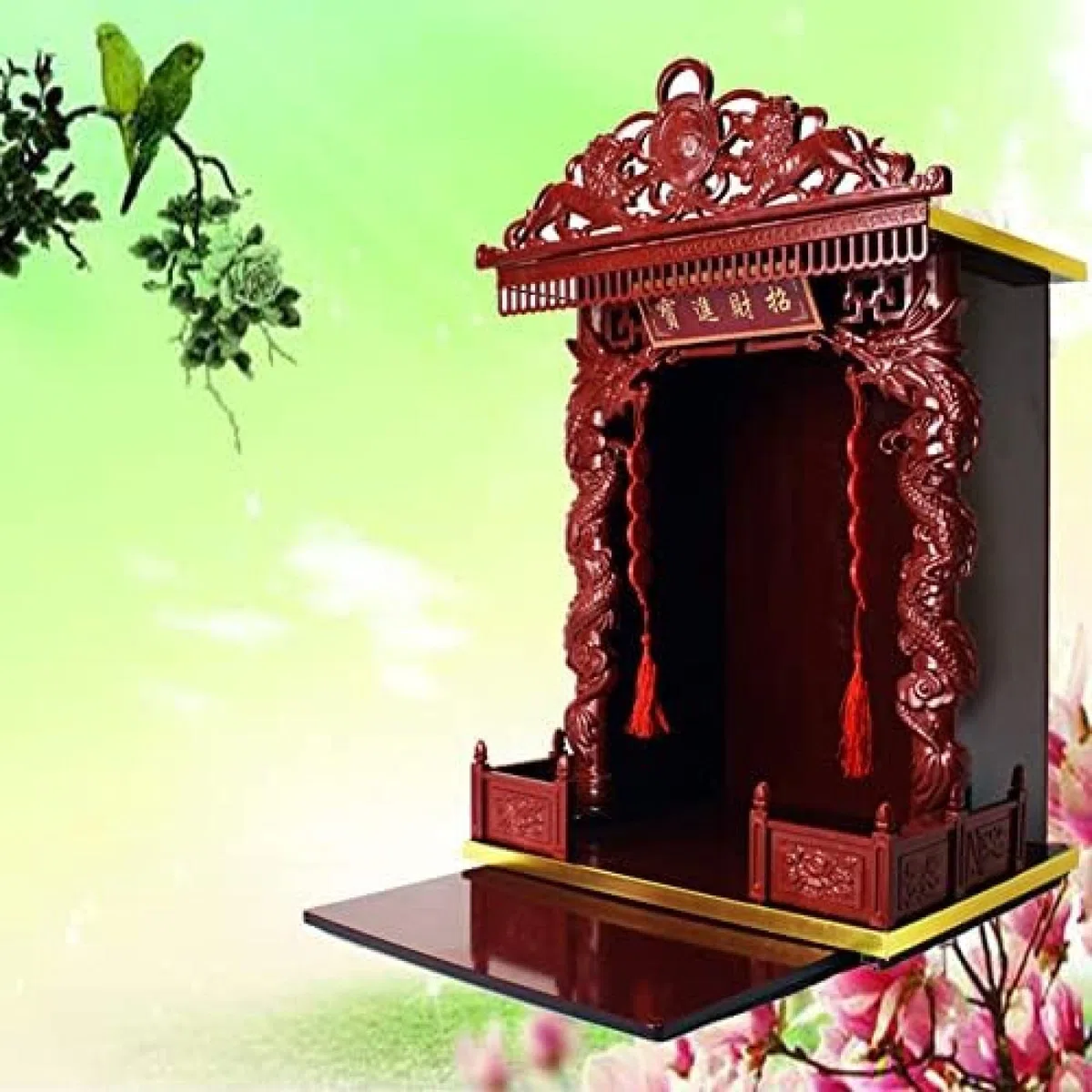 Mini-buddhistischer Altar, Lucky Fortune Buddha-Altarschrank, Miniaturtisch Für Buddha-Statuenständer, Anbetungssockel, Geeignet Für Die Platzierung Ihrer Spirituellen Dekoration, Aufbewahrung Von