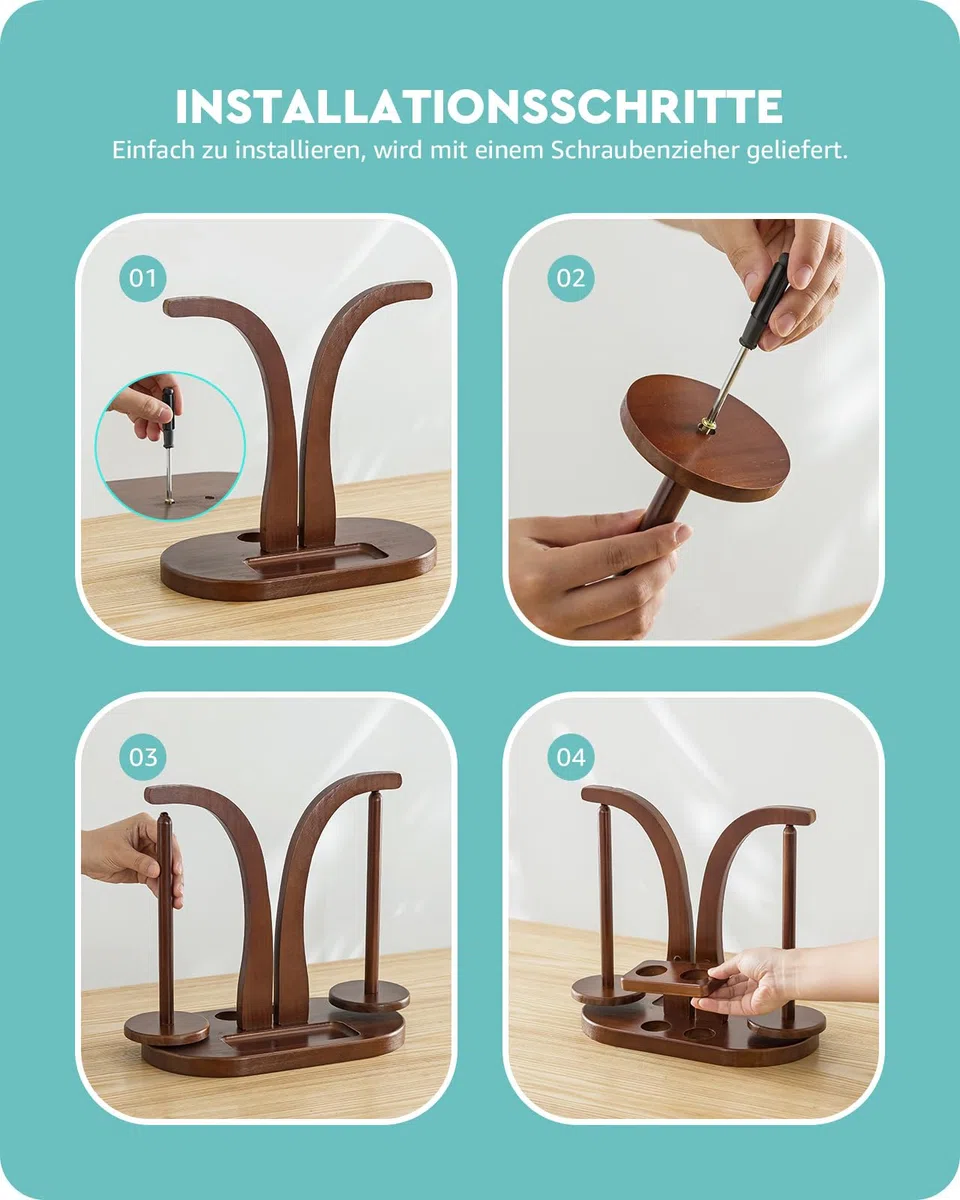 Baffect Wollabwickler Magnetisch, Wollhalter Holz mit Strickzubehör Organizer, Doppel Garnballhalter Ständer für Häkelliebhaber