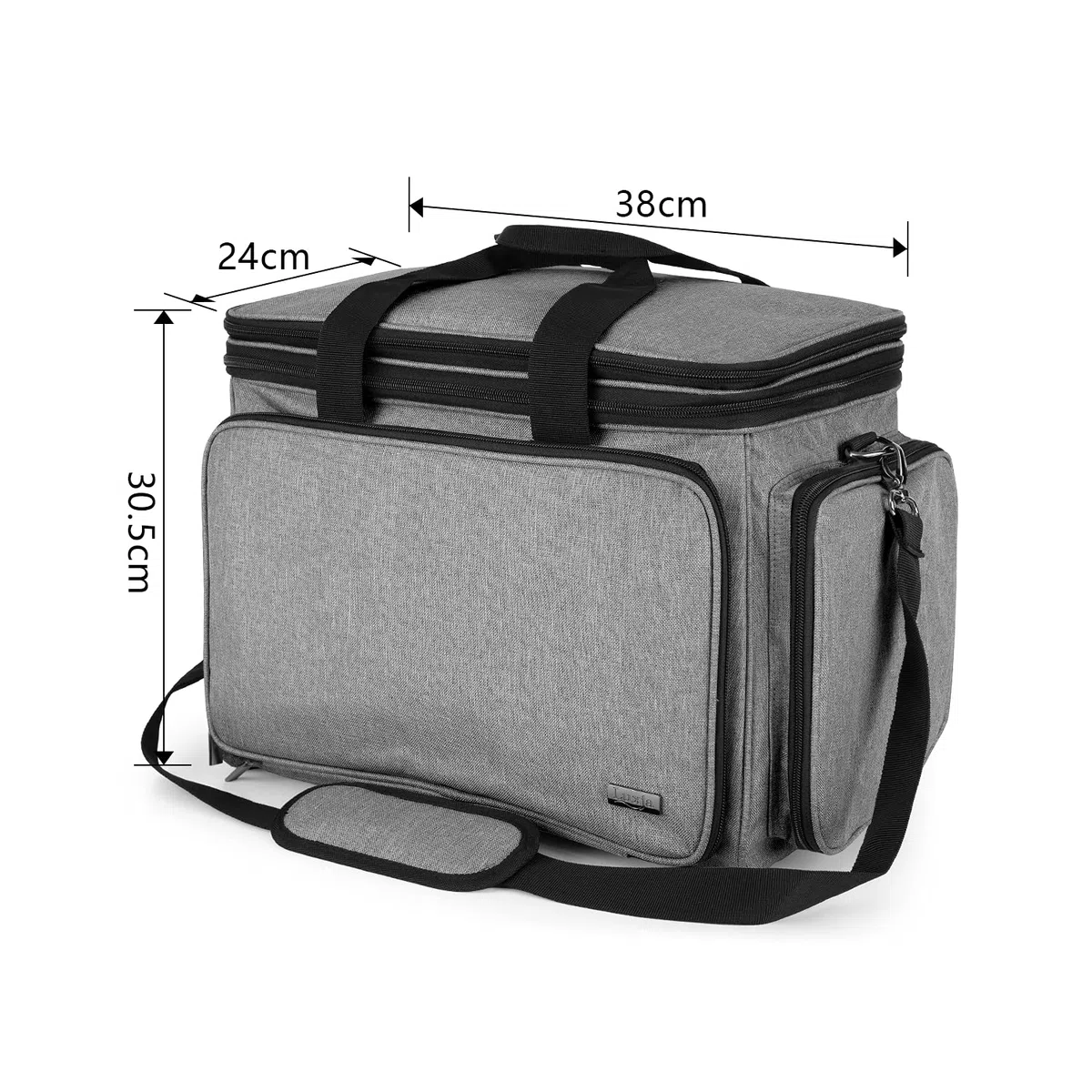 Luxja Wolle Tasche für Garn, Handarbeitstasche für Stricken, Stricktasche für Garn Stränge, Häkelnadeln, Stricknadeln (bis 14 Zoll) und Zubehör (OHNE ZUBEHÖR), Grau