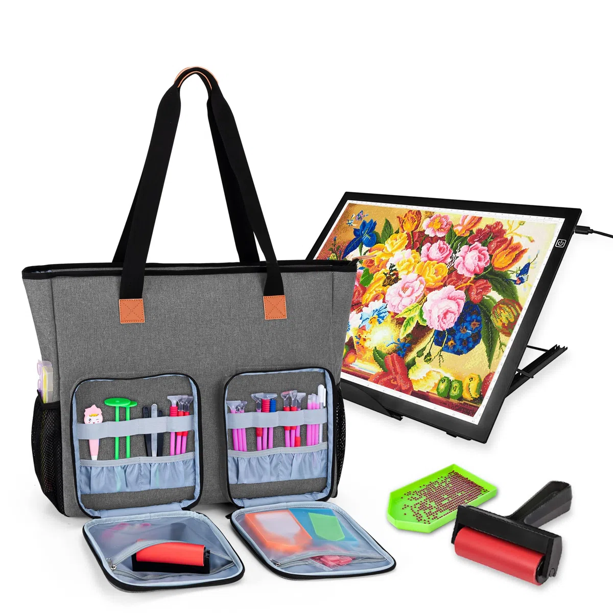 Luxja Diamond Painting Tragetasche, Malerei Aufbewahrungstasche für Licht Pad A3 LED, Leuchtkästen Tasche Organizer für Leuchttisch und Diamond Painting Zubehör