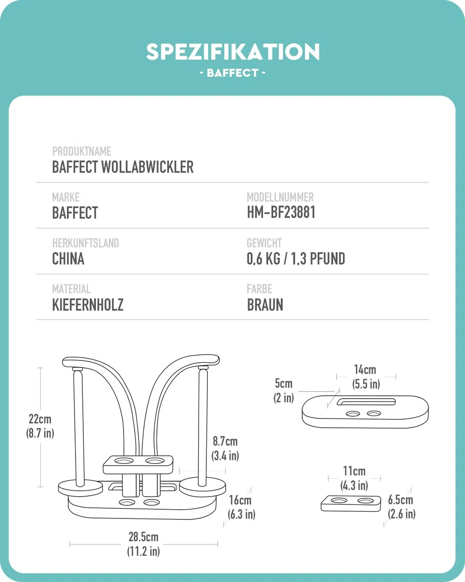 Baffect Wollabwickler Magnetisch, Wollhalter Holz mit Strickzubehör Organizer, Doppel Garnballhalter Ständer für Häkelliebhaber