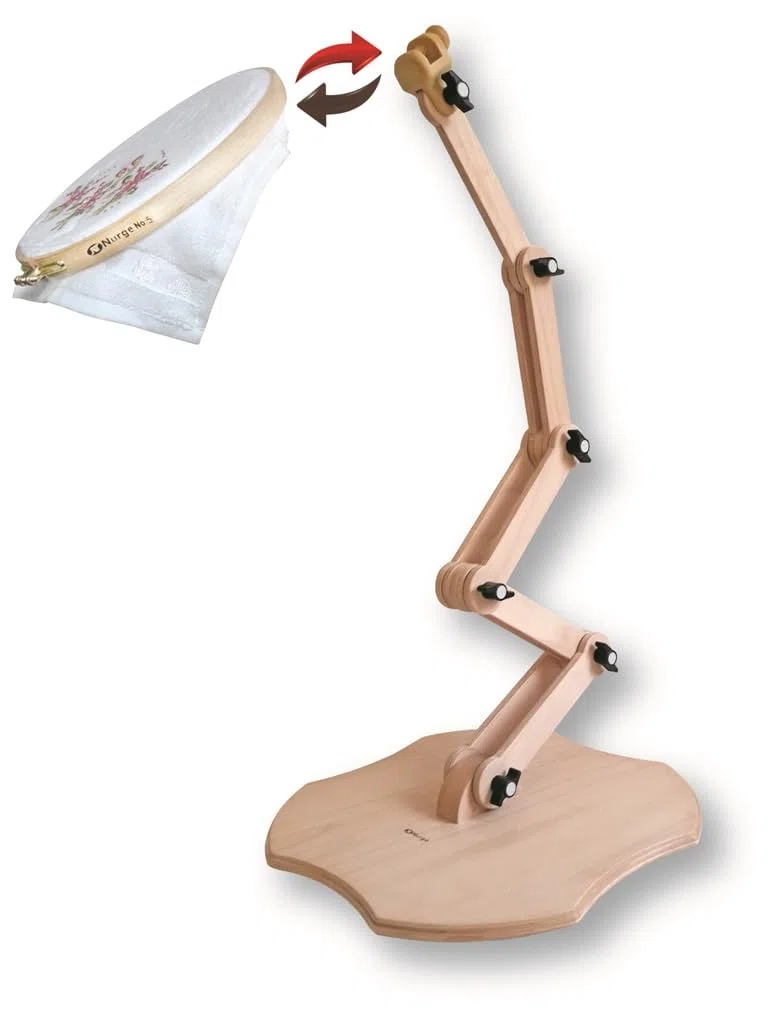 Nurge Verstellbarer Stickerei-Bodenständer, Kreuzstichrahmenständer, Stickrahmenhalter, Handpoliertes Naturholz (190-5 Stickständer)